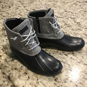Sperry Saltwater Duck Boot Black and Silver